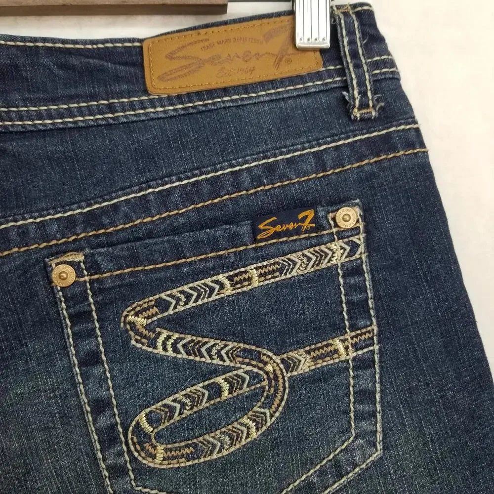 Seven 7 Denim Jean Shorts 6 Dark Wash‎ Blue Like New